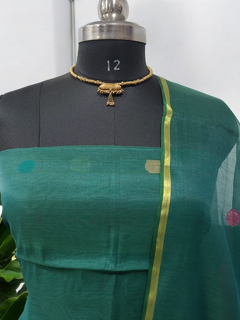 Bengal Handwoven Jamdani 2 pc Muslin Unstitched Salwar Suit - Leheriya