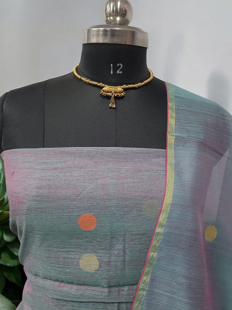 Bengal Handwoven Jamdani 2 pc Muslin Unstitched Salwar Suit - Leheriya