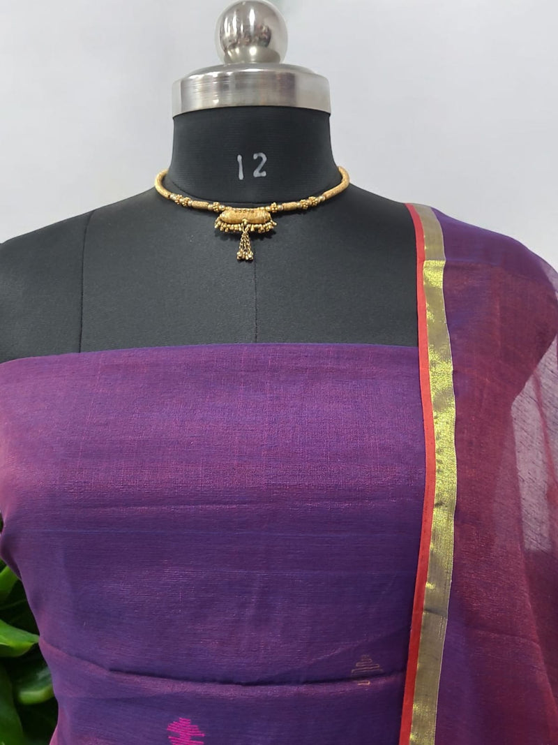 Bengal Handwoven Jamdani 2 pc Muslin Unstitched Salwar Suit - Leheriya