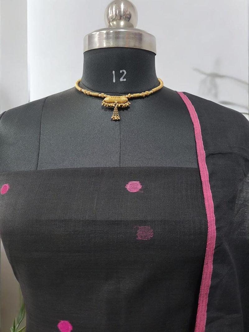 Bengal Handwoven Jamdani 2 pc Muslin Unstitched Salwar Suit - Leheriya