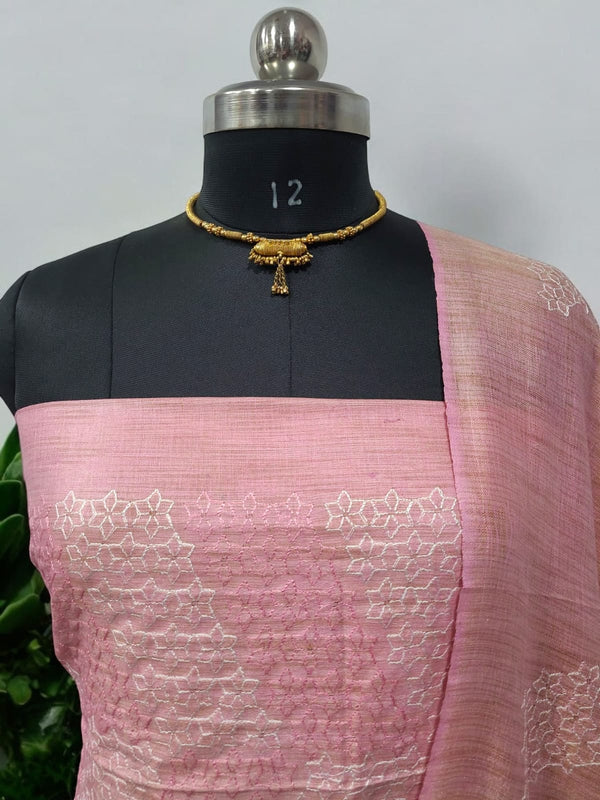 Bhagalpuri Cotton Linen Embroidery 3 pc Salwar Suit - Leheriya
