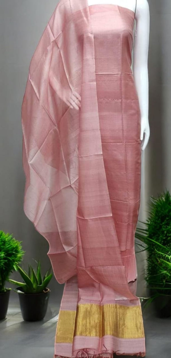 Bhagalpuri Cotton Silk 3 pc Salwar Suit with Tissue Border - Leheriya