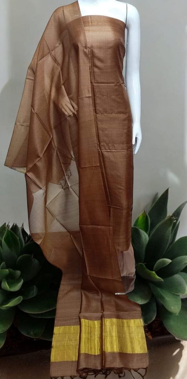 Bhagalpuri Cotton Silk 3 pc Salwar Suit with Tissue Border - Leheriya