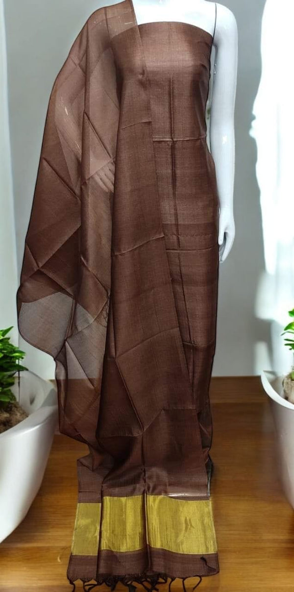 Bhagalpuri Cotton Silk 3 pc Salwar Suit with Tissue Border - Leheriya