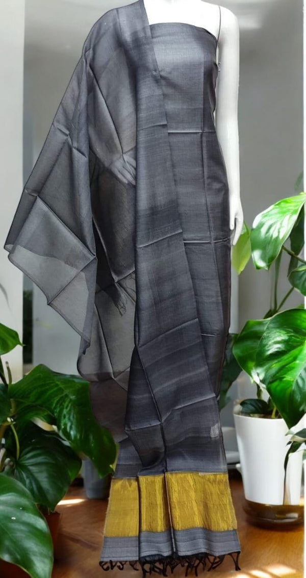 Bhagalpuri Cotton Silk 3 pc Salwar Suit with Tissue Border - Leheriya