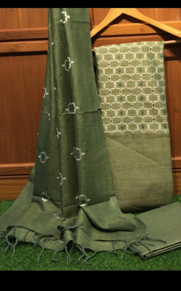 Bhagalpuri Salwar Suit with Embroidery | Moccasin | - Leheriya