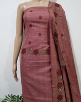 Bhagalpuri Salwar Suit with Embroidery | Rose Taupe | - Leheriya