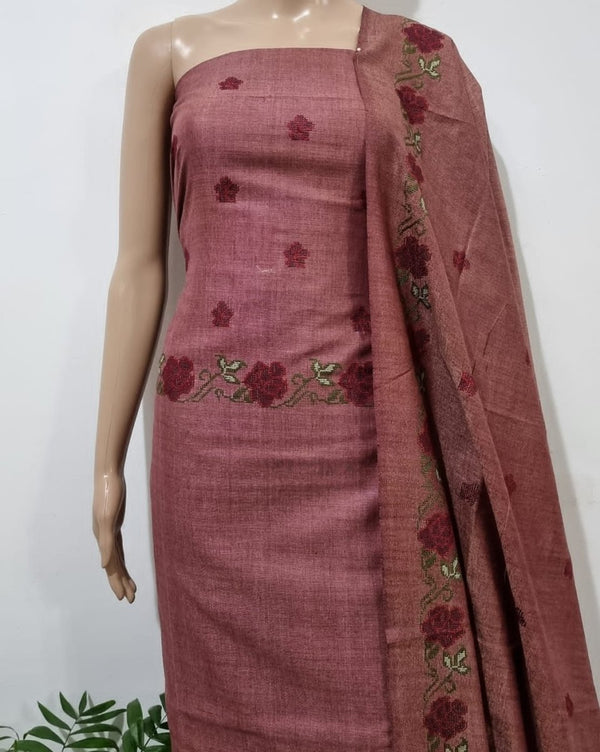 Bhagalpuri Salwar Suit with Embroidery | Rose Taupe | - Leheriya