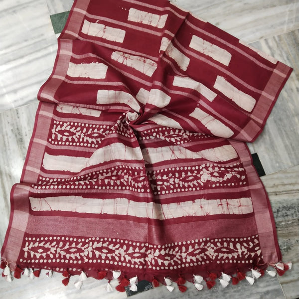 Bhagalpuri Semi Linen Batik Print Dupatta - Leheriya
