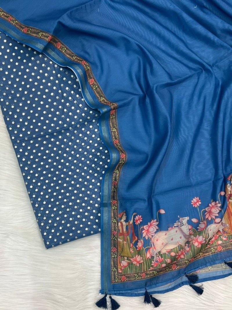 Chanderi Pichwai 3 pc Salwar Suit - Leheriya