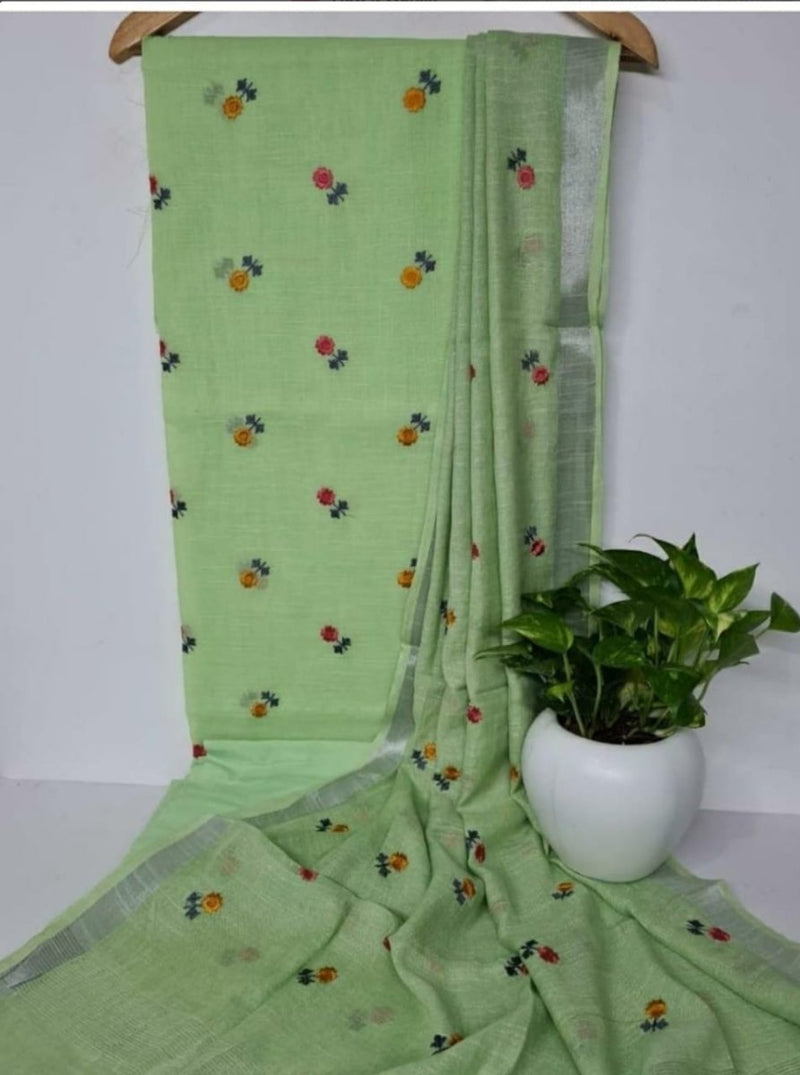 Cotton Slub Salwar Suit with Embroidery - Leheriya