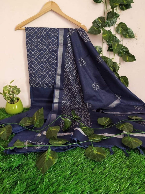 Cotton Slub Salwar Suit with Embroidery | Dark | - Leheriya
