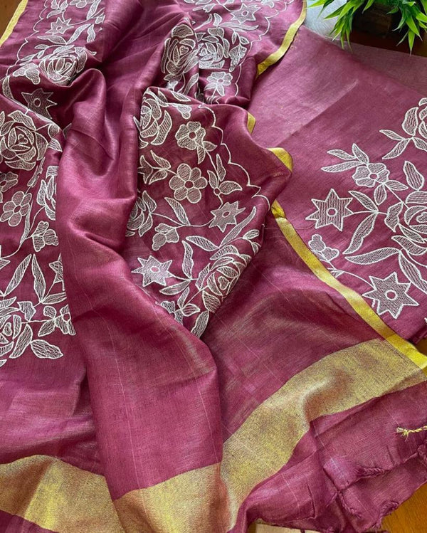 Cotton Slub Salwar Suit with Resham Embroidery - Leheriya