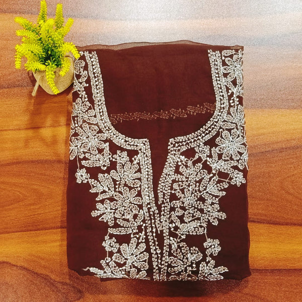 Lucknow Chikankari Hand Embroidery Chiffon Georgette Unstitched Salwar Suit with Georgette Dupatta