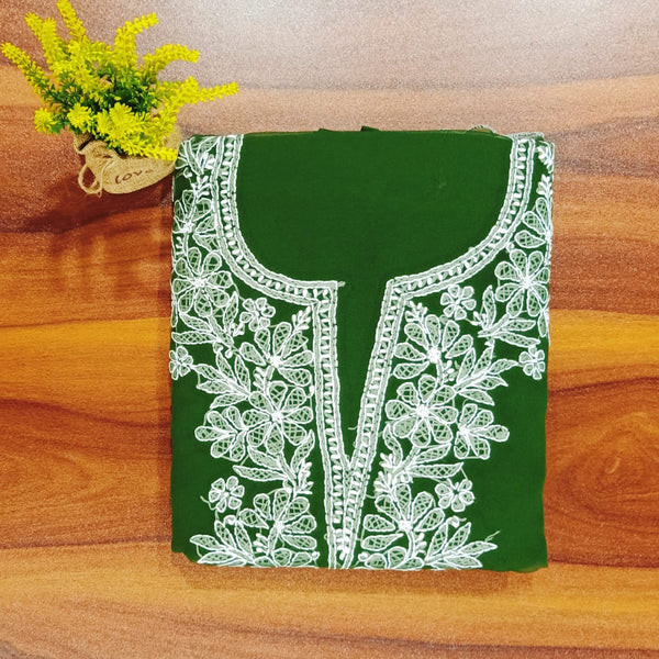 Lucknow Chikankari Hand Embroidery Chiffon Georgette Unstitched Salwar Suit with Georgette Dupatta