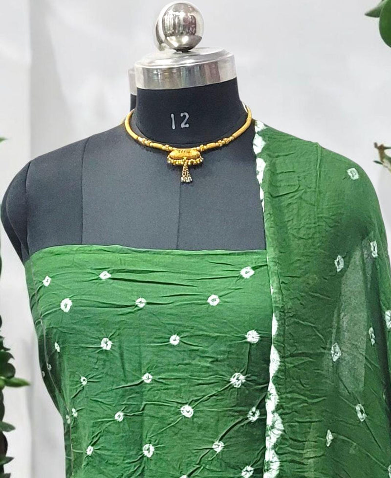 Dark Bandhani Cotton Suit 2 pc with Bandhani Dupatta - Leheriya