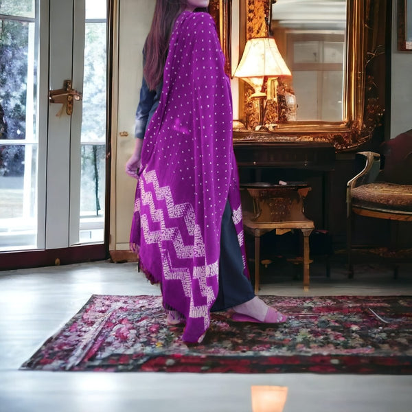Designer Bandhani Shibori Dupatta - Leheriya