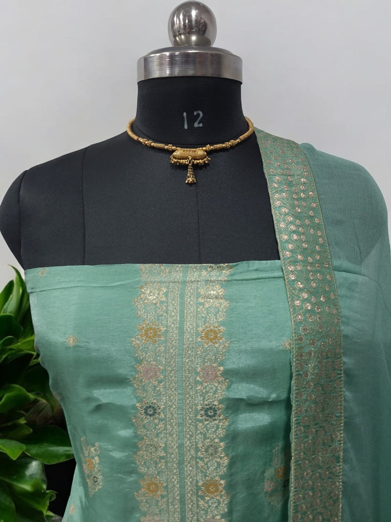 Dola Silk 3 pc Salwar Suit with Chiffon Dupatta - Leheriya