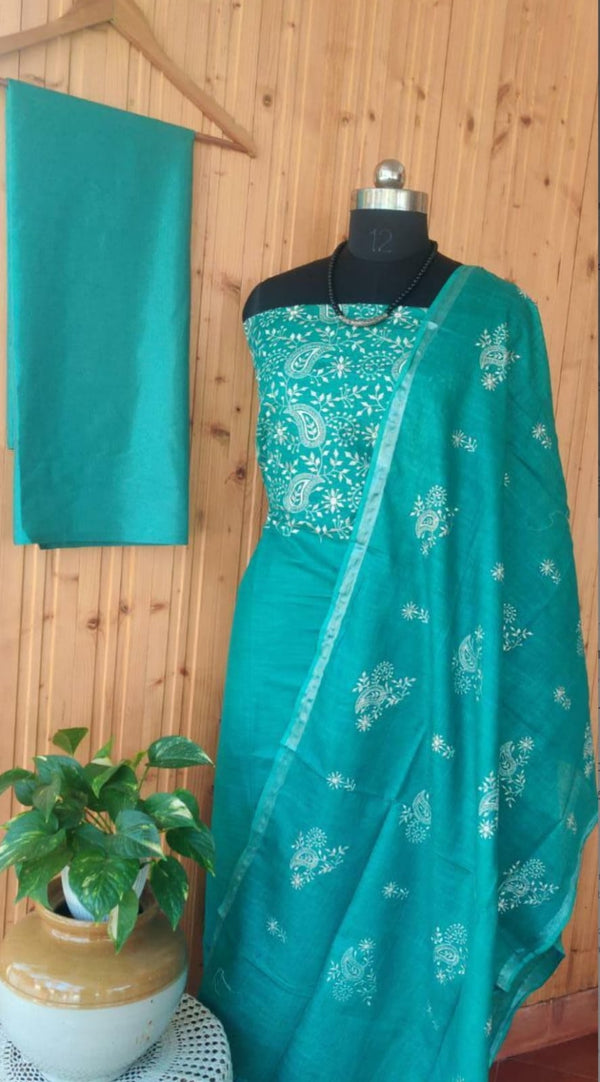Bhagalpuri Salwar Suit with Embroidery | Teal |