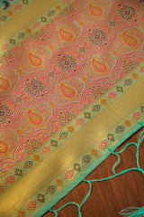 Elegant Paithani Silk Dupatta - Sea Green - Leheriya