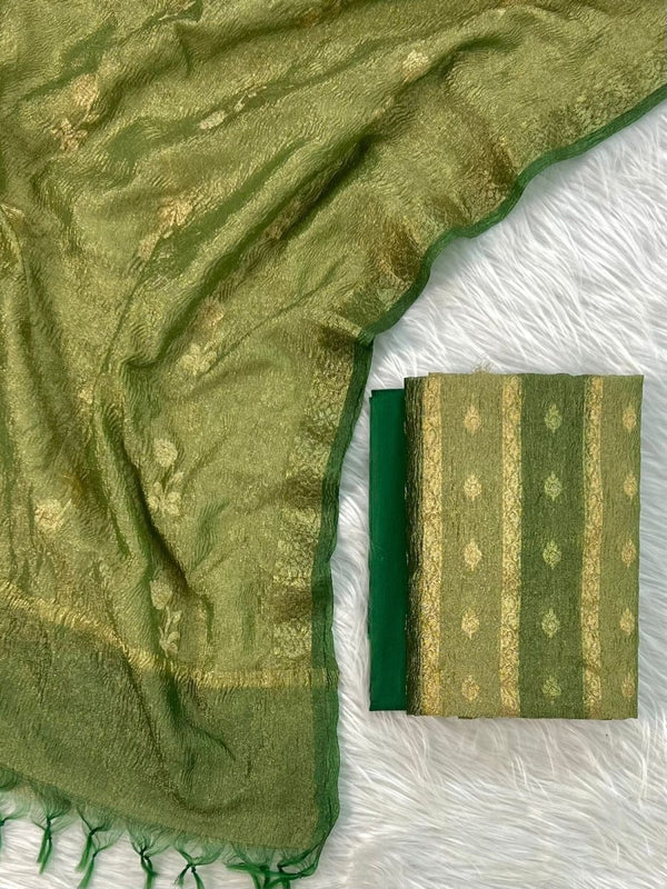 Exclusive BANARASI Crush Tissue 3 pc Salwar Suit - WEDDING Collection - Leheriya