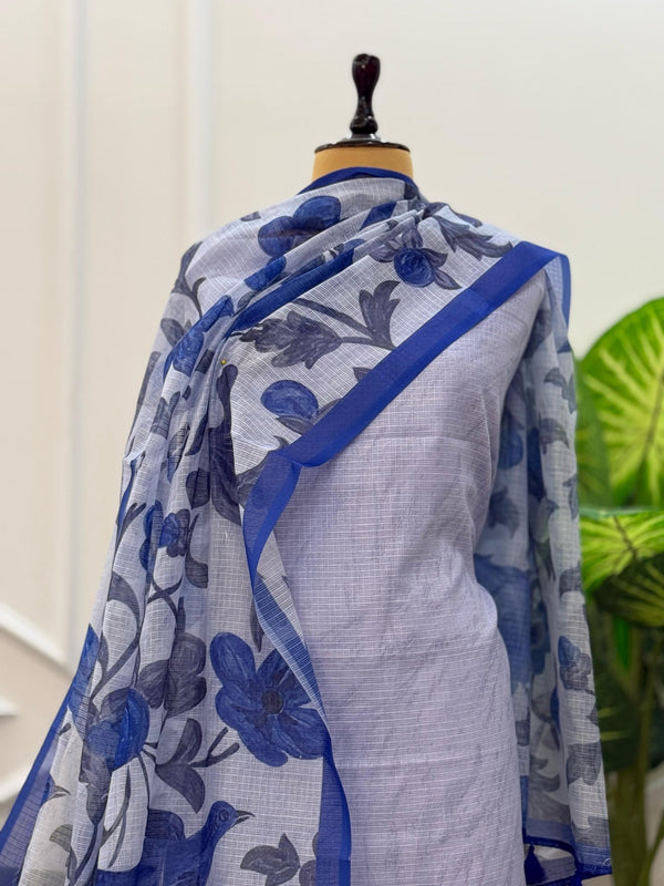 Exclusive Banarasi Kota Doria Digital Print 3 pc Unstitched Salwar Suit (Summer) - Leheriya
