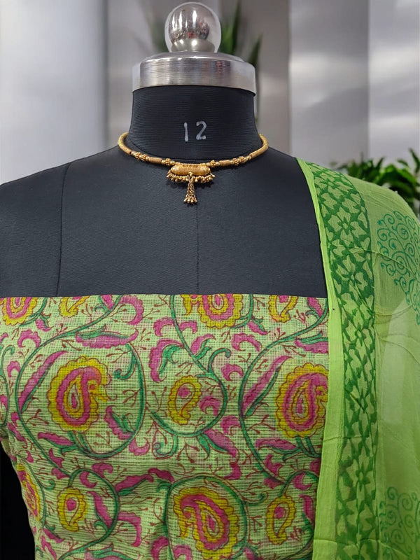 Exclusive Hand Block Print Chanderi Silk Suit with Premium Chanderi Silk Dupatta - Leheriya