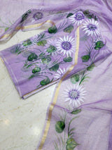 Hand Painted Kota Doria Salwar Suit | Faded Purple |