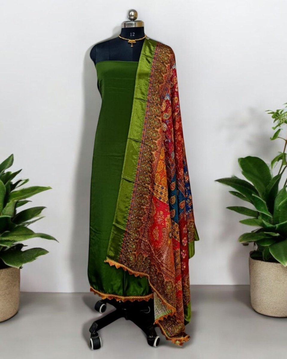 Pure Modal Silk Ajrakh Salwar Suit - Leheriya.com
