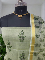 Hand Block Print Kota Doria Cotton 3 pc Salwar Suit - Leheriya