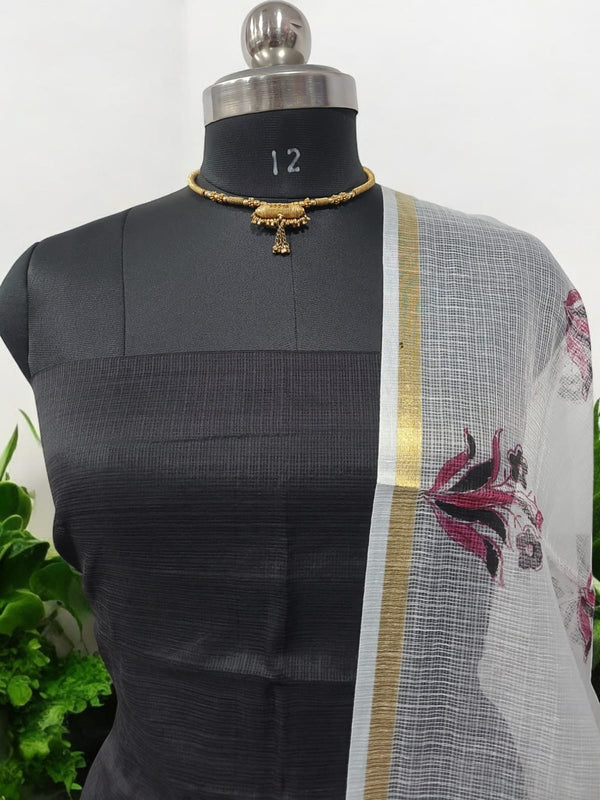Hand Block Print Kota Doria Cotton 3 pc Salwar Suit - Leheriya