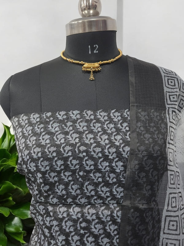 Hand Block Print Kota Doria Cotton 3 pc Salwar Suit - Leheriya
