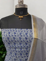 Hand Block Print Kota Doria Cotton 3 pc Salwar Suit - Leheriya