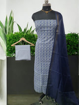 Hand Block Print Kota Doria Cotton 3 pc Salwar Suit - Leheriya