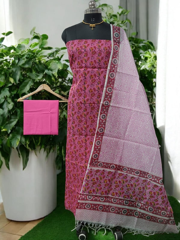 Hand Block Print Kota Doria Cotton Salwar Suit - Summer Special - Leheriya