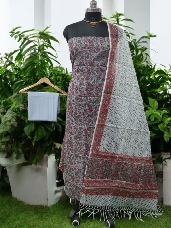 Hand Block Print Kota Doria Cotton Salwar Suit - Summer Special - Leheriya