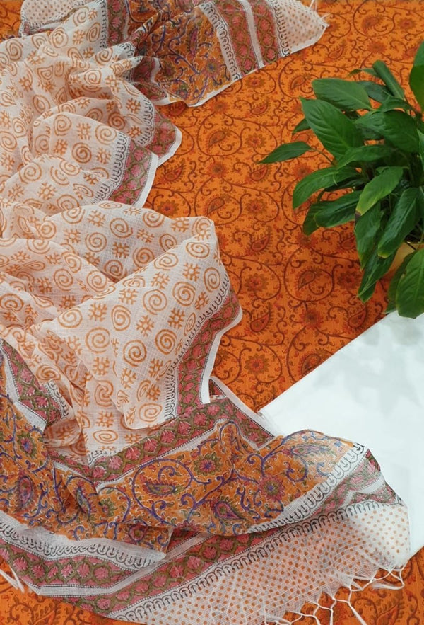 Hand Block Print Kota Doria Cotton Salwar Suit - Summer Special - Leheriya