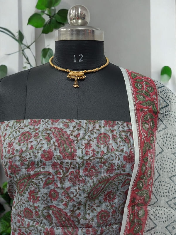 Hand Block Print Kota Doria Cotton Salwar Suit - Summer Special - Leheriya