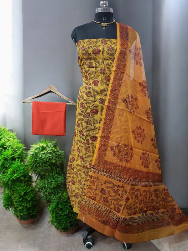 Hand Block Print Kota Doria Cotton Salwar Suit - Summer Special - Leheriya