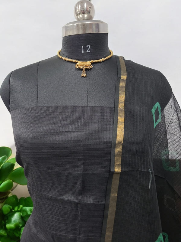Hand Dyed Print Pure Kota Doria Cotton 3 pc Salwar Suit - Leheriya