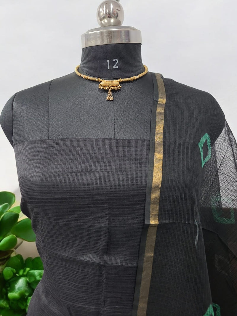 Hand Dyed Print Pure Kota Doria Cotton 3 pc Salwar Suit - Leheriya
