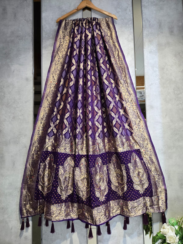 Hand Work Premium Gerogette Bandhani Dupatta (Wedding Special) - Leheriya