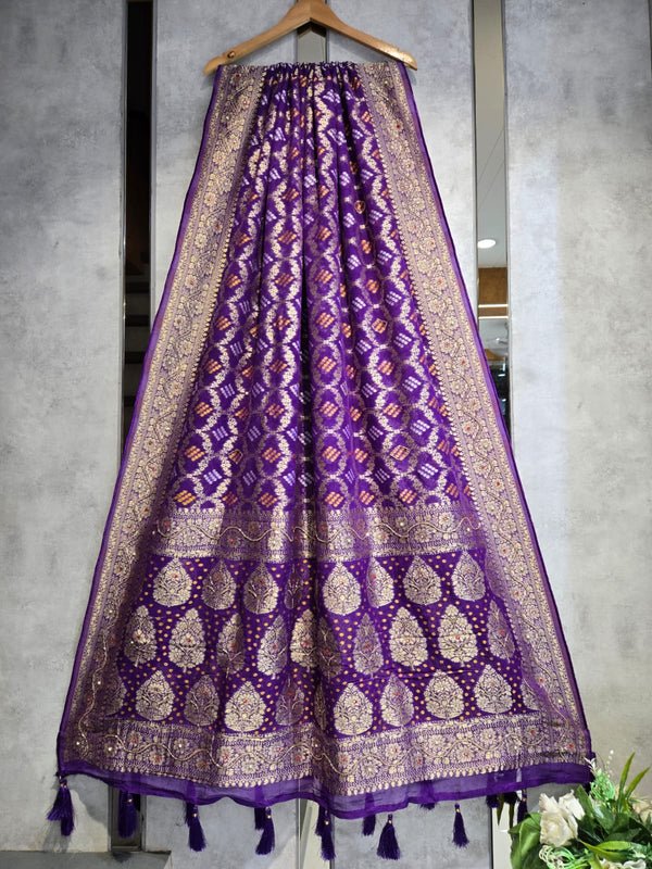 Hand Work Premium Gerogette Bandhani Dupatta (Wedding Special) - Leheriya