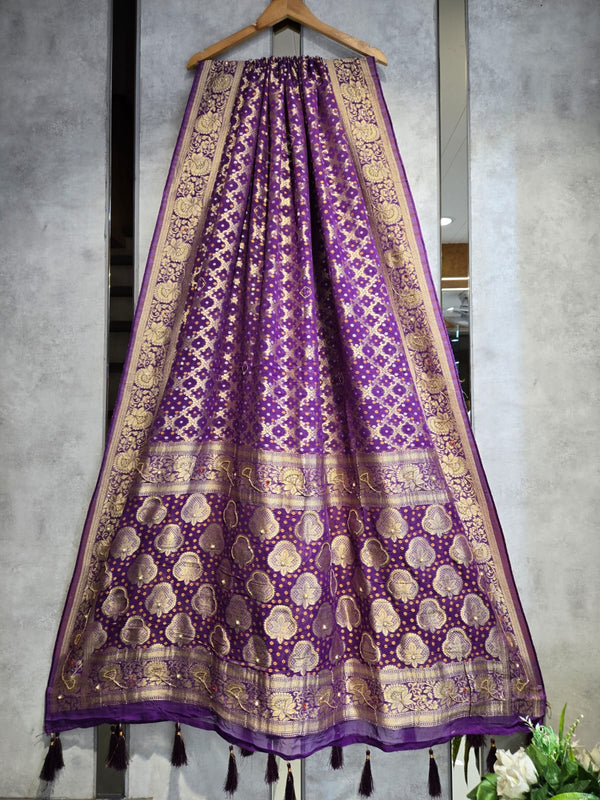 Hand Work Premium Gerogette Bandhani Dupatta (Wedding Special) - Leheriya