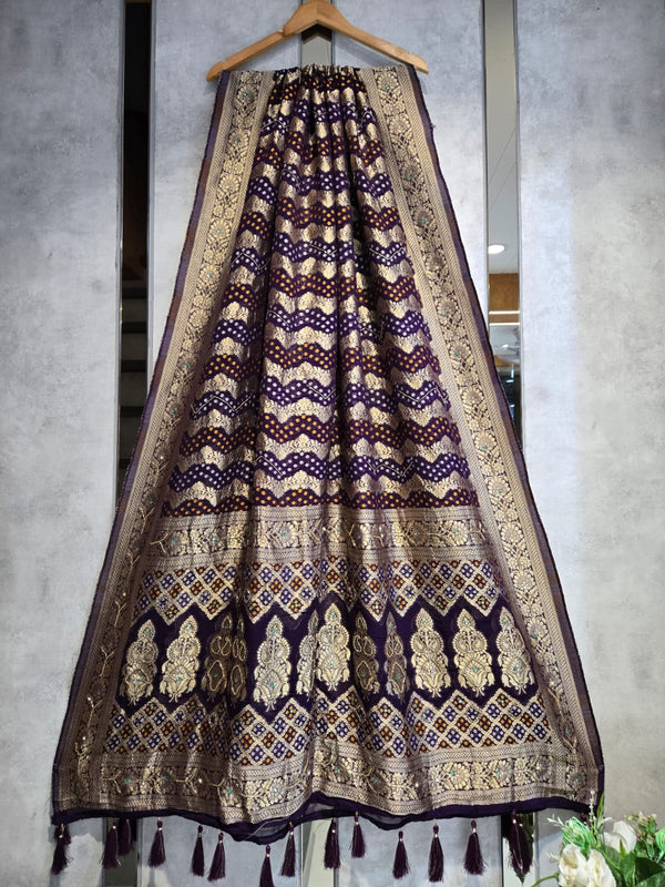 Hand Work Premium Gerogette Bandhani Dupatta (Wedding Special) - Leheriya
