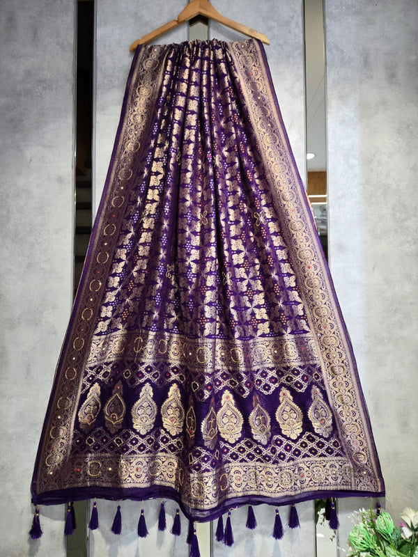 Hand Work Premium Gerogette Bandhani Dupatta (Wedding Special) - Leheriya