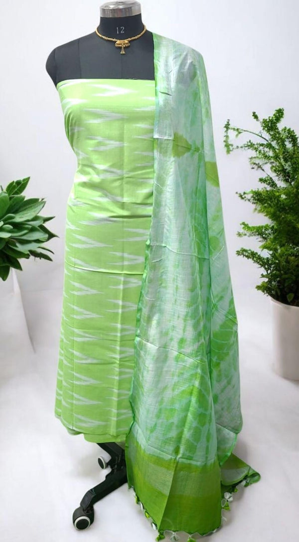 Handloom Ikat Pure Cotton Ikat 3 pc Salwar Suit - Leheriya