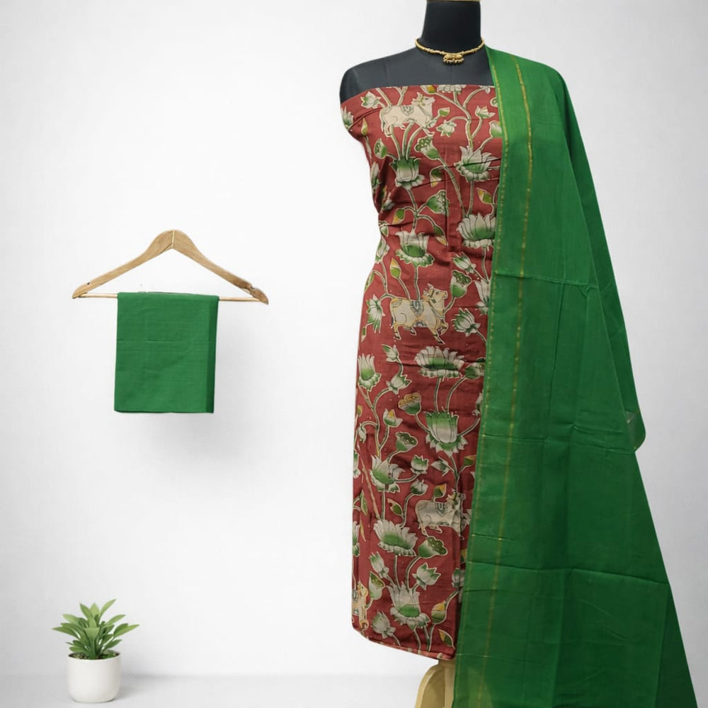 white christmas dresses Pochampally Silk Ikat Unstitched 3 pc Salwar Suit main image 0