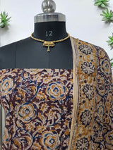 Handmade Pure Cotton Kalamkari Salwar Suits with South Cotton Dupatta - Leheriya