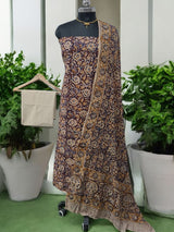Handmade Pure Cotton Kalamkari Salwar Suits with South Cotton Dupatta - Leheriya